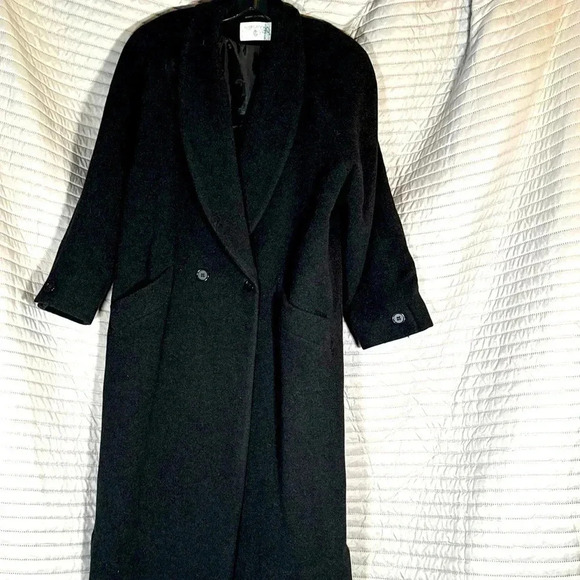 Vintage international scene women’s 100% wool long winter trench coat sz 12